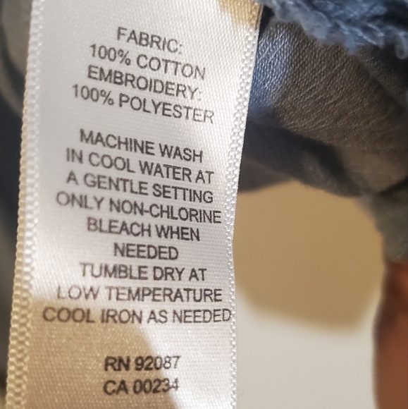 Lord+Taylor Boho Lightweight Cotton Embroidered Longsleeve Top Medium - Picture 6 of 7